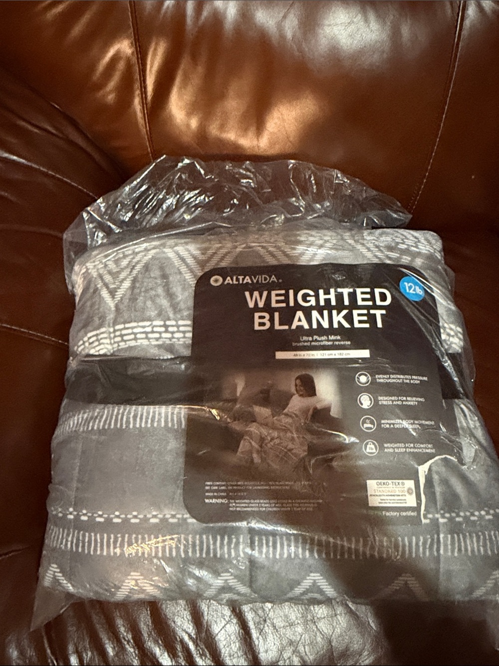 12 lb Gray Ultra Plush Weighted Blanket